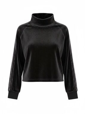 adidas Black Velvet Funnel Neck Cropped Pullover